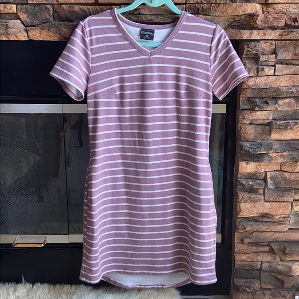 32degrees cool, purple and white, stripe dress